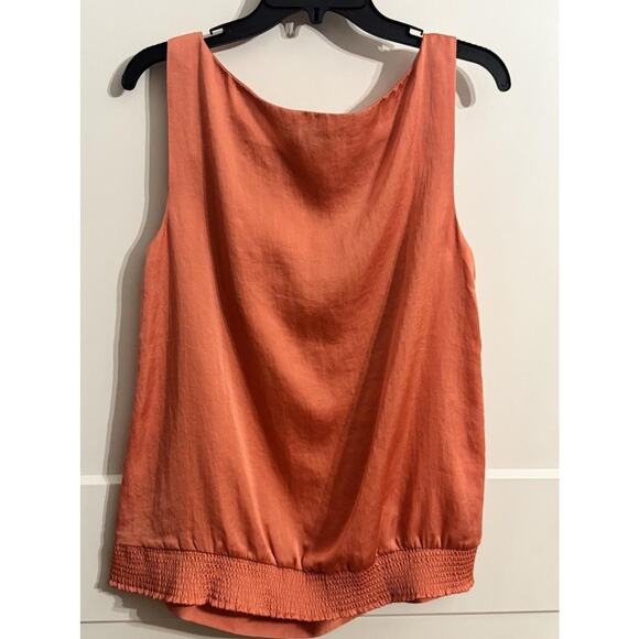 Ann Taylor LOFT Blouse Womens Large Orange Ruffle Scoop Neck Sleeveless Top - Picture 2 of 7